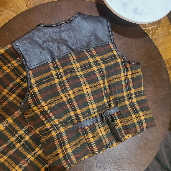 Petite Sophisticate Yellow & Green Plaid Two-Piece Set with Brown Trim - Picture 5 of 7